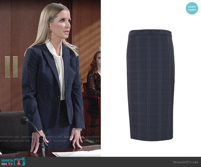 Banana Republic Washable Italian Wool-Blend Pencil Skirt with Side Slit worn by Christine Blair Williams (Lauralee Bell) on The Young and the Restless