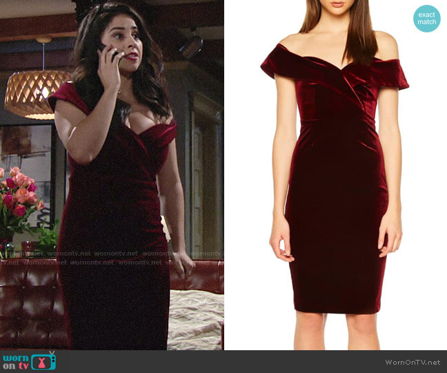 Bardot Bella Velvet Dress worn by Mia Rosales (Noemi Gonzalez) on The Young and the Restless