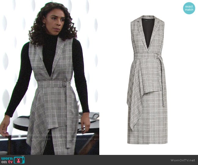 Bcbgmaxazria Drape Front Houndstooth Long Vest worn by Kerry Johnson (Alice Hunter) on The Young and the Restless