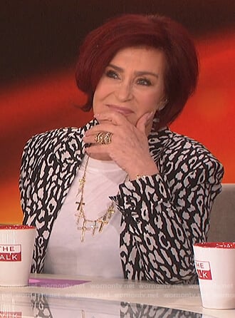 Sharon’s black and white leopard print blazer on The Talk