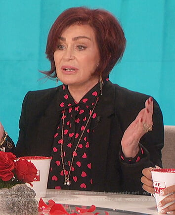 Sharon’s black heart print blouse on The Talk