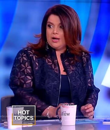 Ana’s blue floral lace jacket on The View