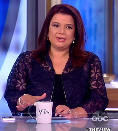 Ana’s blue floral lace jacket on The View
