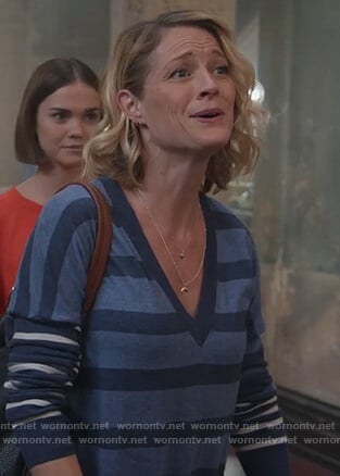 Stef’s blue striped sweater on Good Trouble