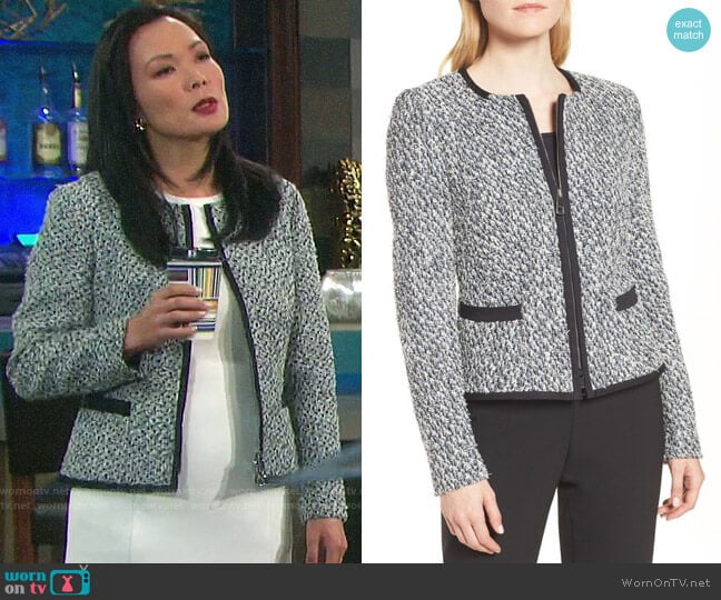 BOSS Kalaila Tweed Jacket worn by Laura Kai Chen (Laura Kai Chen) on Days of our Lives