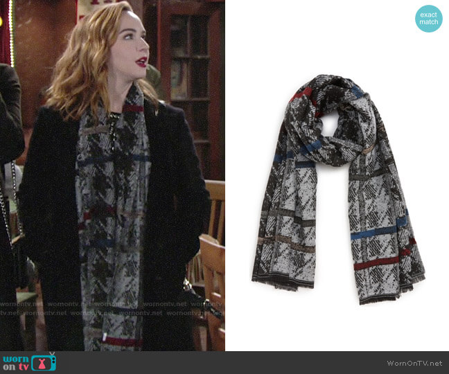 Bp. Stripe Houndstooth Scarf worn by Mariah Copeland (Camryn Grimes) on The Young & the Restless
