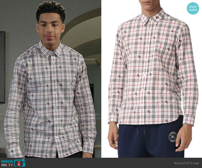 Burberry Edward Logo Poplin Sport Shirt worn by Andre Johnson Jr (Marcus Scribner) on Black-ish