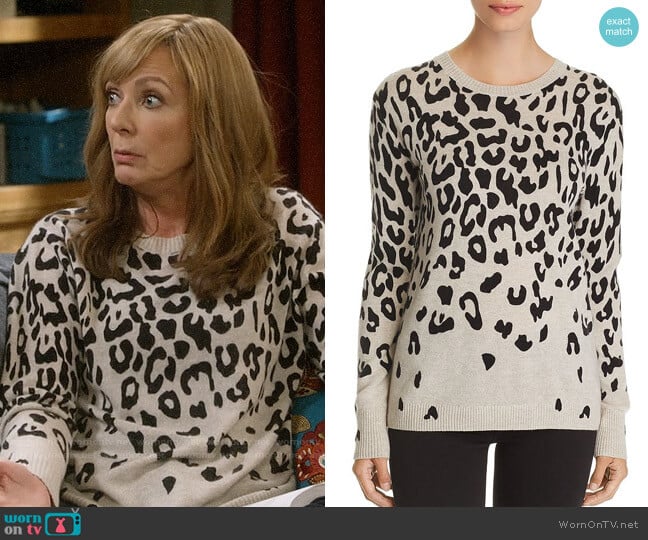 C By Bloomingdales Cascade Leopard Cashmere Sweater worn by Bonnie Plunkett (Allison Janney) on Mom