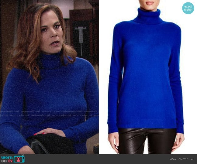 C by Bloomingdales Cashmere Turtleneck Sweater worn by Phyllis Newman (Gina Tognoni) on The Young and the Restless