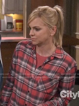 Christy’s red plaid shirt on Mom
