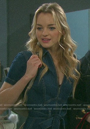 Claire's denim jumpsuit on Days of our Lives