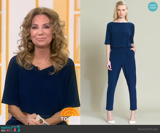 Solid V-Cross Bar Cut-Out Jogger Pocket Jumpsuit by Clara Sunwoo worn by Kathie Lee Gifford on Today