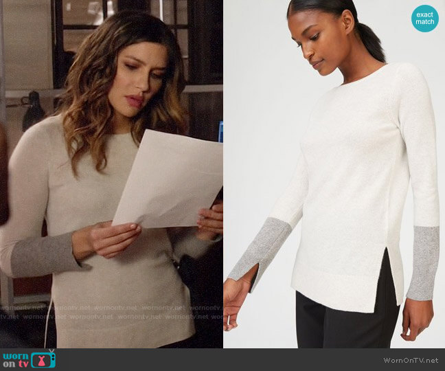 Club Monaco Nicolette Cashmere Sweater worn by Dinah Drake (Juliana Harkavy) on Arrow