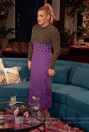 Busy’s colorblocked check dress on Busy Tonight