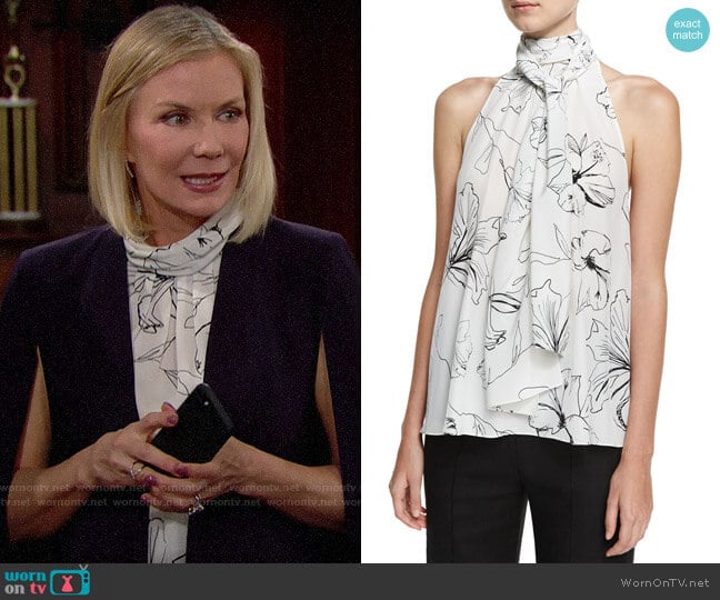 Diane von Furstenberg Print Silk High Neck Blouse by Diane von Furstenberg worn by Brooke Logan (Katherine Kelly Lang) on The Bold and the Beautiful