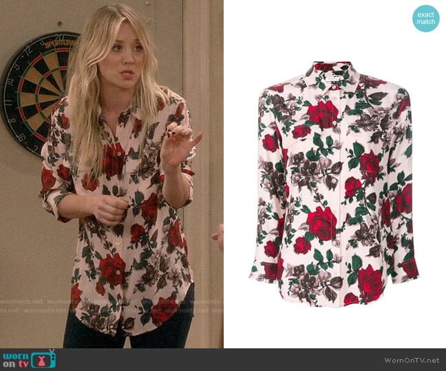 Equipment Rose Print Shirt worn by Penny Hofstadter (Kaley Cuoco) on The Big Bang Theory