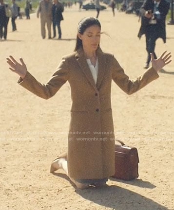 Erica’s camel coat on The Enemy Within