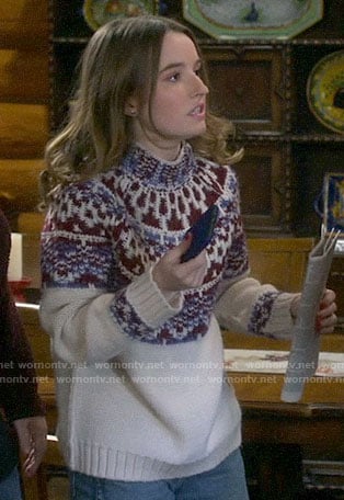 Eve's fair isle sweater on Last Man Standing