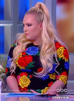 Meghan’s black floral print dress on The View