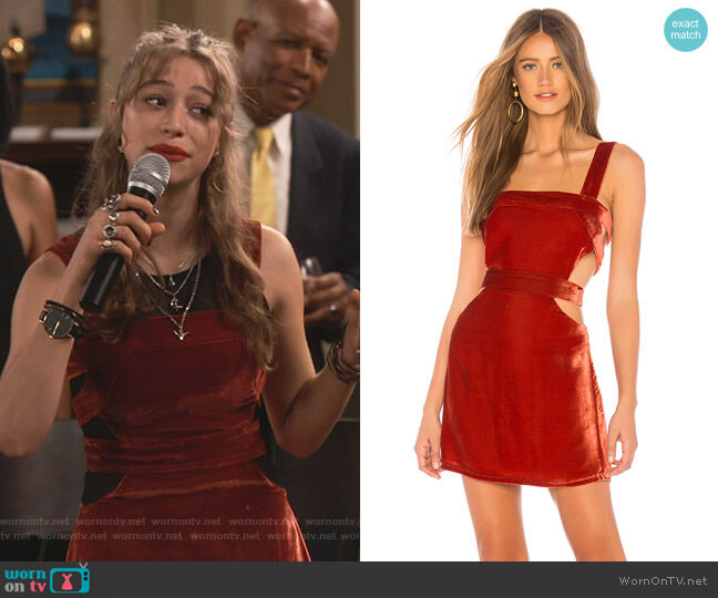 WornOnTV: Shannon’s red velvet cutout mini dress on Fam | Odessa Adlon ...