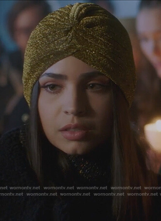 Ava’s gold turban on PLL The Perfectionists
