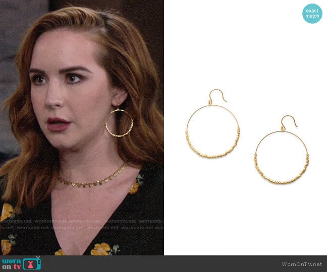 Gorjana Laguna Drop Hoops worn by Mariah Copeland (Camryn Grimes) on The Young and the Restless