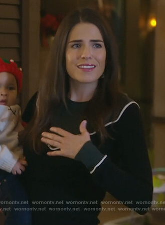 Laurel's colorblocked sweater on How to Get Away with Murder