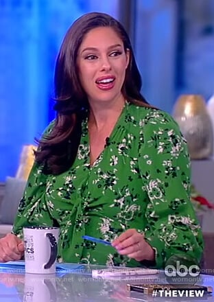 Abby’s green floral tie front dress on The View