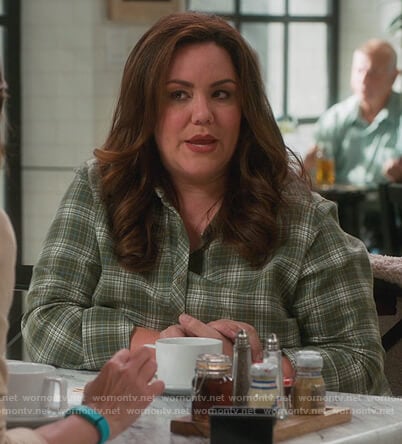 Katie's green plaid blouse on American Housewife