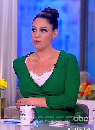 Abby’s green ribbed wrap dress on The View