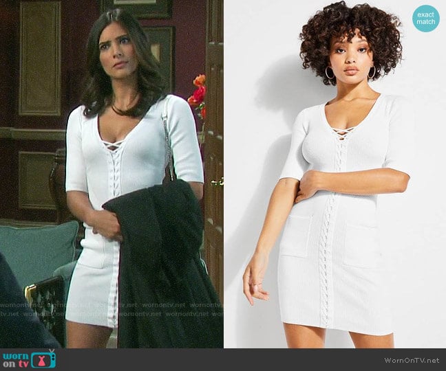 Guess Erin Lace-up Sweater Dress worn by Gabi Hernandez (Camila Banus) on Days of our Lives