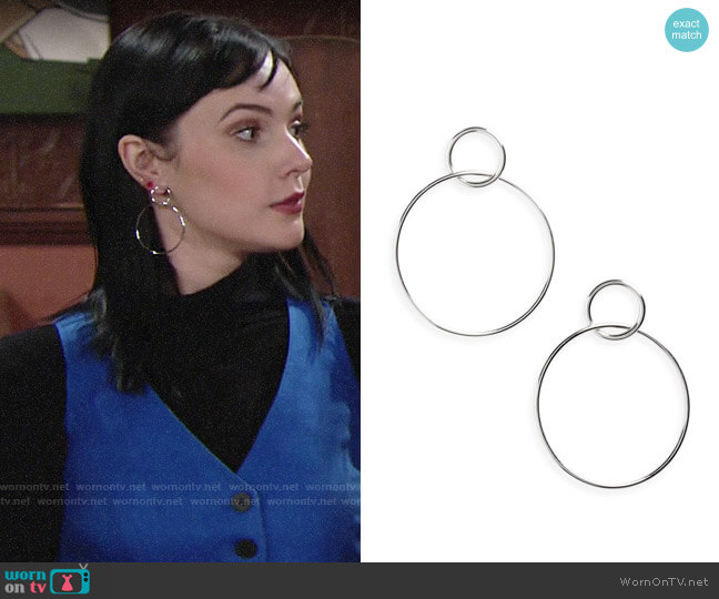 Halogen Double Circle Drop Earrings worn by Tessa Porter (Cait Fairbanks) on The Young & the Restless