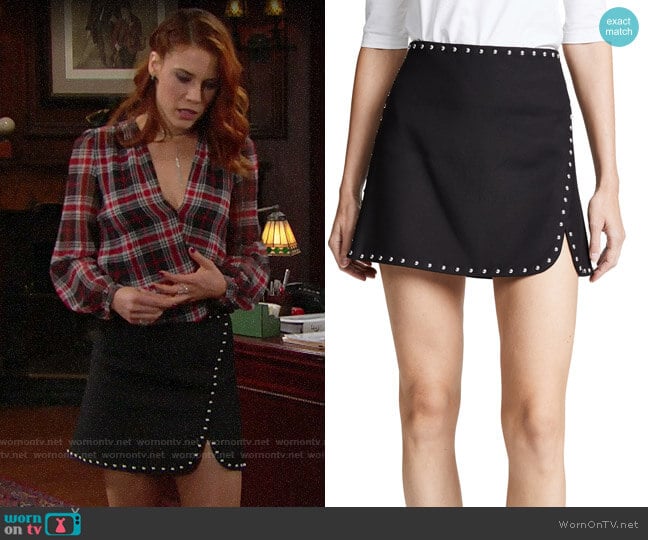 Helmut Lang Studded Miniskirt worn by Sally Spectra (Courtney Hope) on The Bold and the Beautiful