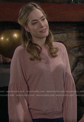 Hope’s pink sweatshirt on The Bold and the Beautiful