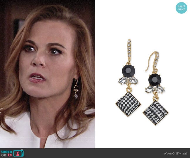 INC International Concepts Gold-Tone Stone & Tweed Drop Earrings worn by Phyllis Newman (Gina Tognoni) on The Young and the Restless