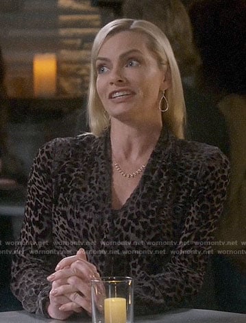 Jill's black leopard blouse on Mom
