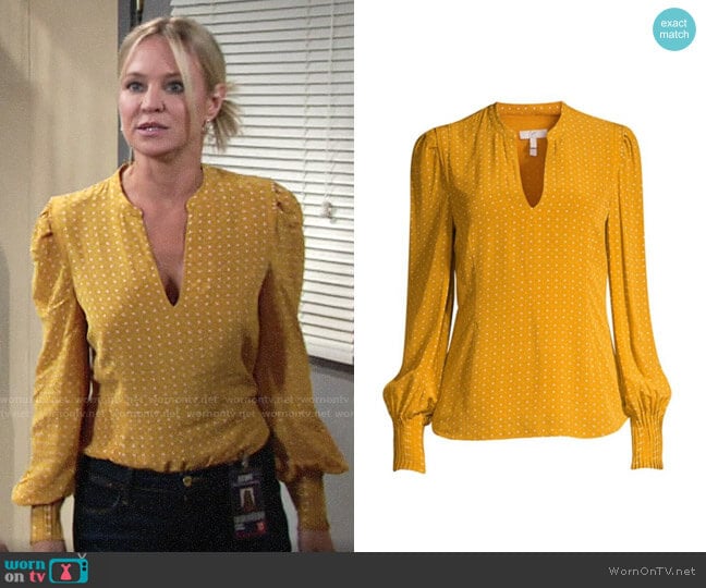 Joie Korina Blouse worn by Sharon Newman (Sharon Case) on The Young and the Restless