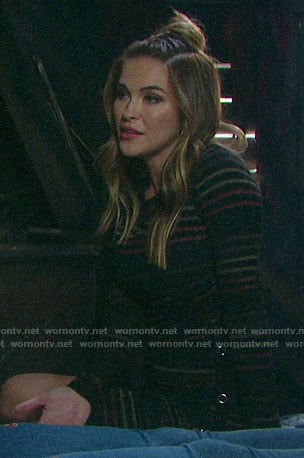 Jordan's metallic striped dress on Days of our Lives