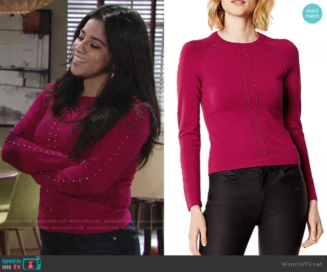 Karen Millen Studded Sweater worn by Mia Rosales (Noemi Gonzalez) on The Young & the Restless