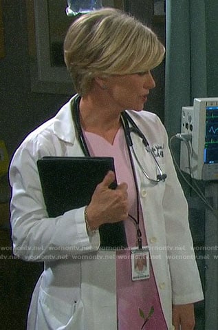 Kayla’s pink scalloped neckline dress on Days of our Lives