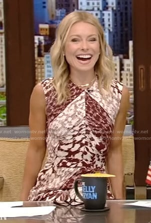 Kelly's leopard print sleeveless dress on Live with Kelly and Ryan