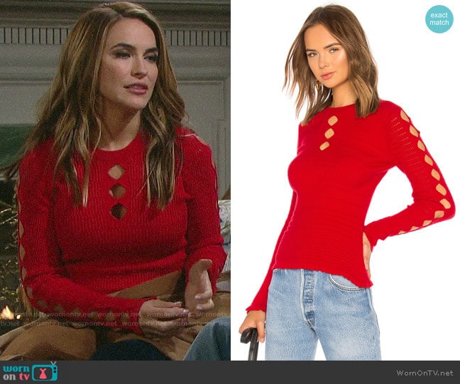 Kenzo Fitted Lacehole Sweater worn by Jordan Ridgeway (Chrishell Hartley) on Days of our Lives