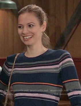 Kim’s mixed stripe sweater on General Hospital