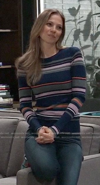 Kim’s mixed stripe sweater on General Hospital