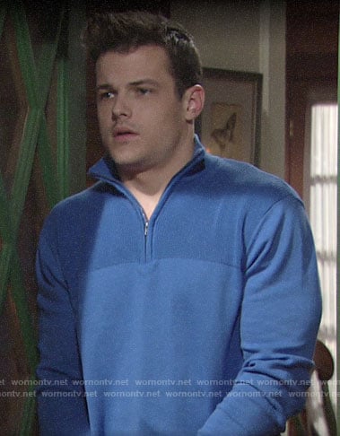 Kyle's blue half zip sweater on The Young and the Restless