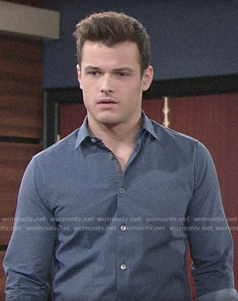 Kyle's blue printed shirt on The Young and the Restless