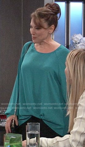 Liesl’s teal tuck front blouse on General Hospital