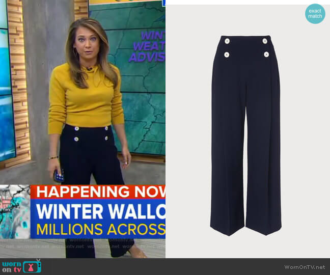 WornOnTV: Ginger’s yellow tie neck sweater and cropped pants on Good ...