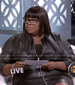 Loni’s leather zip front dress on The Real