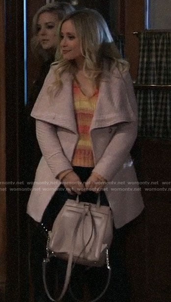 Lulu’s pink textured wrap coat on General Hospital